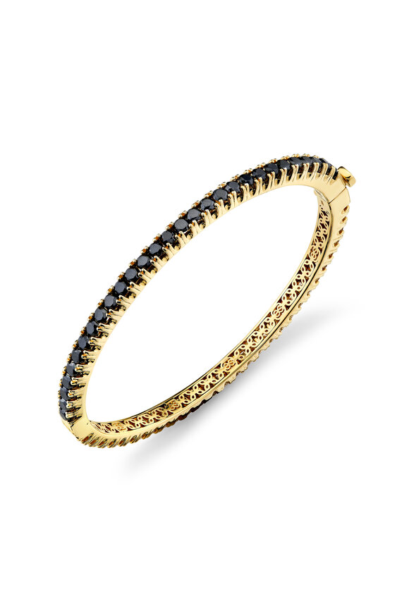 Sydney Evan 14k Yellow Gold Pave Black Diamond Split Bangle