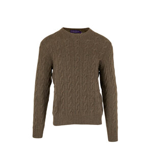 Ralph Lauren Purple Label - Olive Mélange Cable Knit Sweater