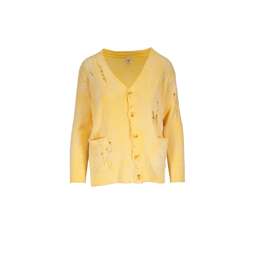 R13 - Yellow Boyfriend Distressed Cardigan | Mitchell Stores