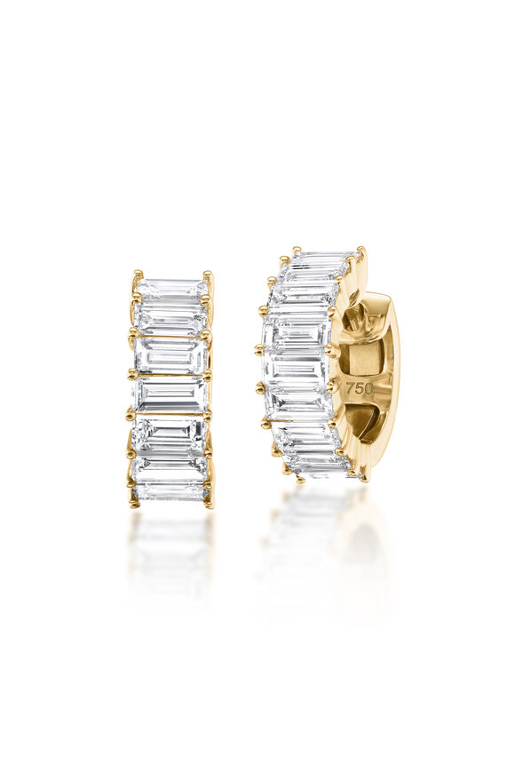 Nam Cho 18-karat Diamond Baguette Mini Hoop Earrings