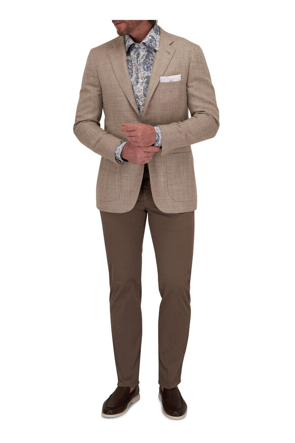 Kiton - Tan Herringbone Cashmere Blend Sportcoat