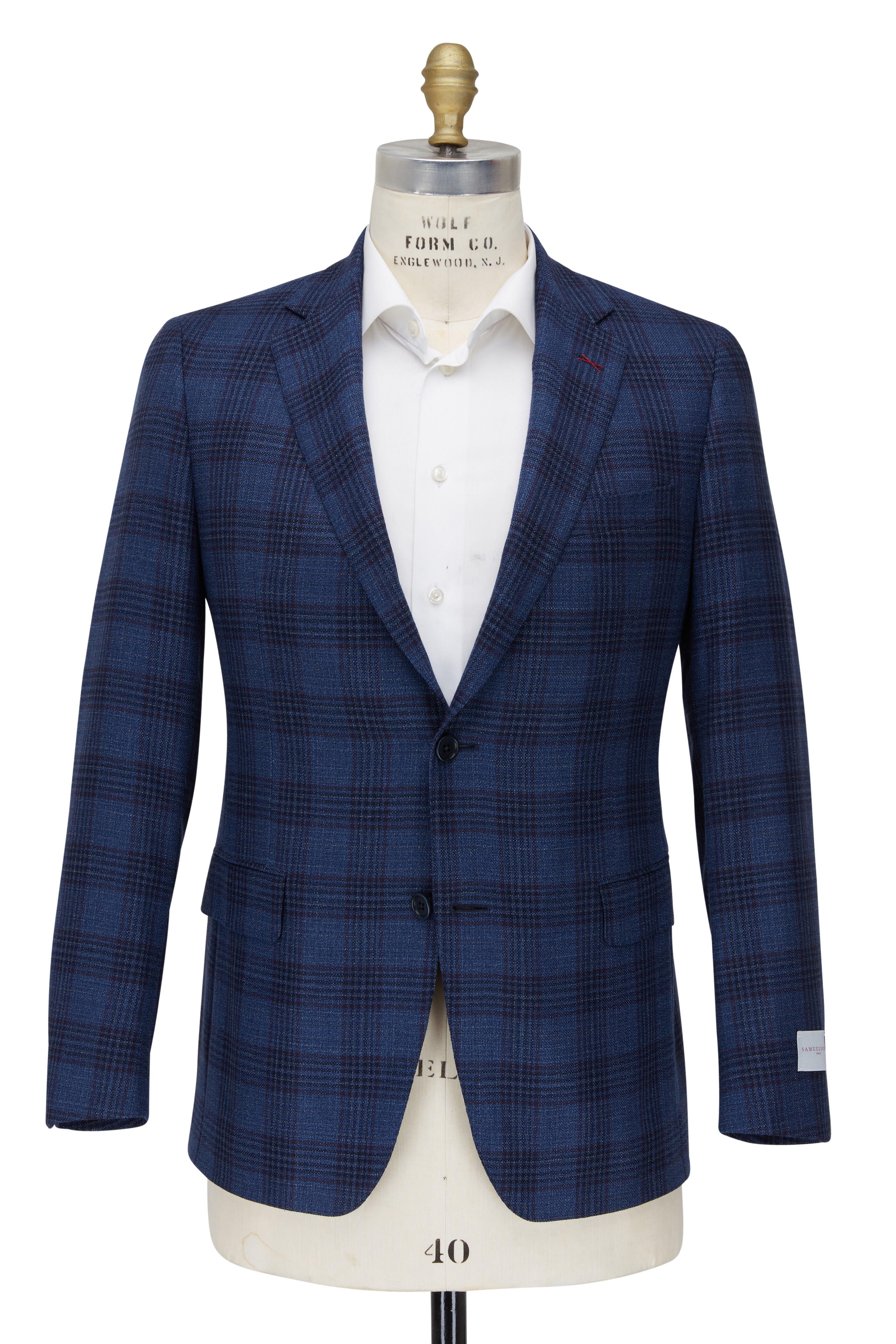 Samuelsohn - Blue Plaid Wool & Silk Sportcoat | Mitchell Stores