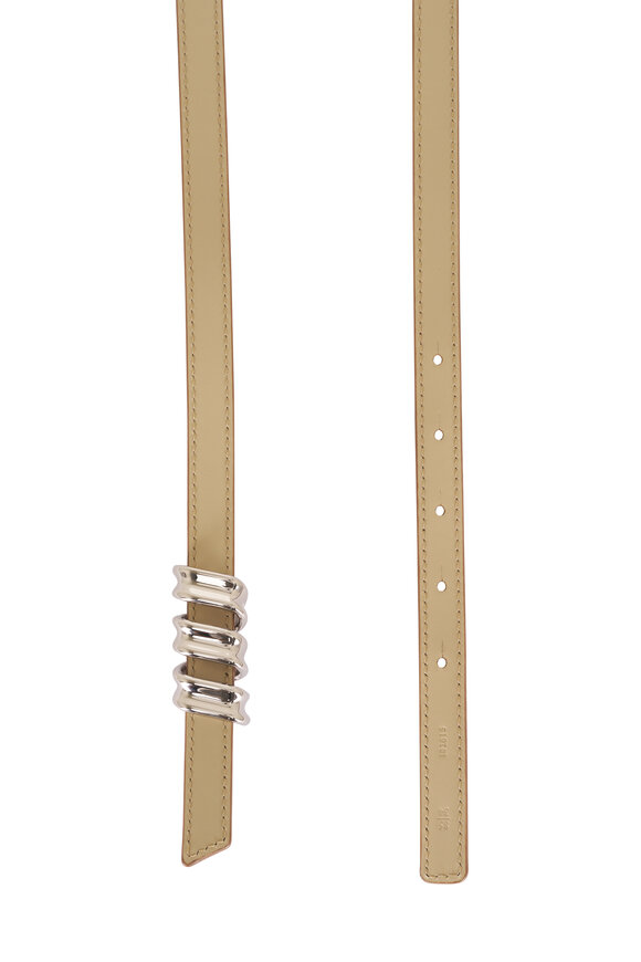Loewe Mocha, Beige & Silver Coil Skinny Belt, 15mm - view 4