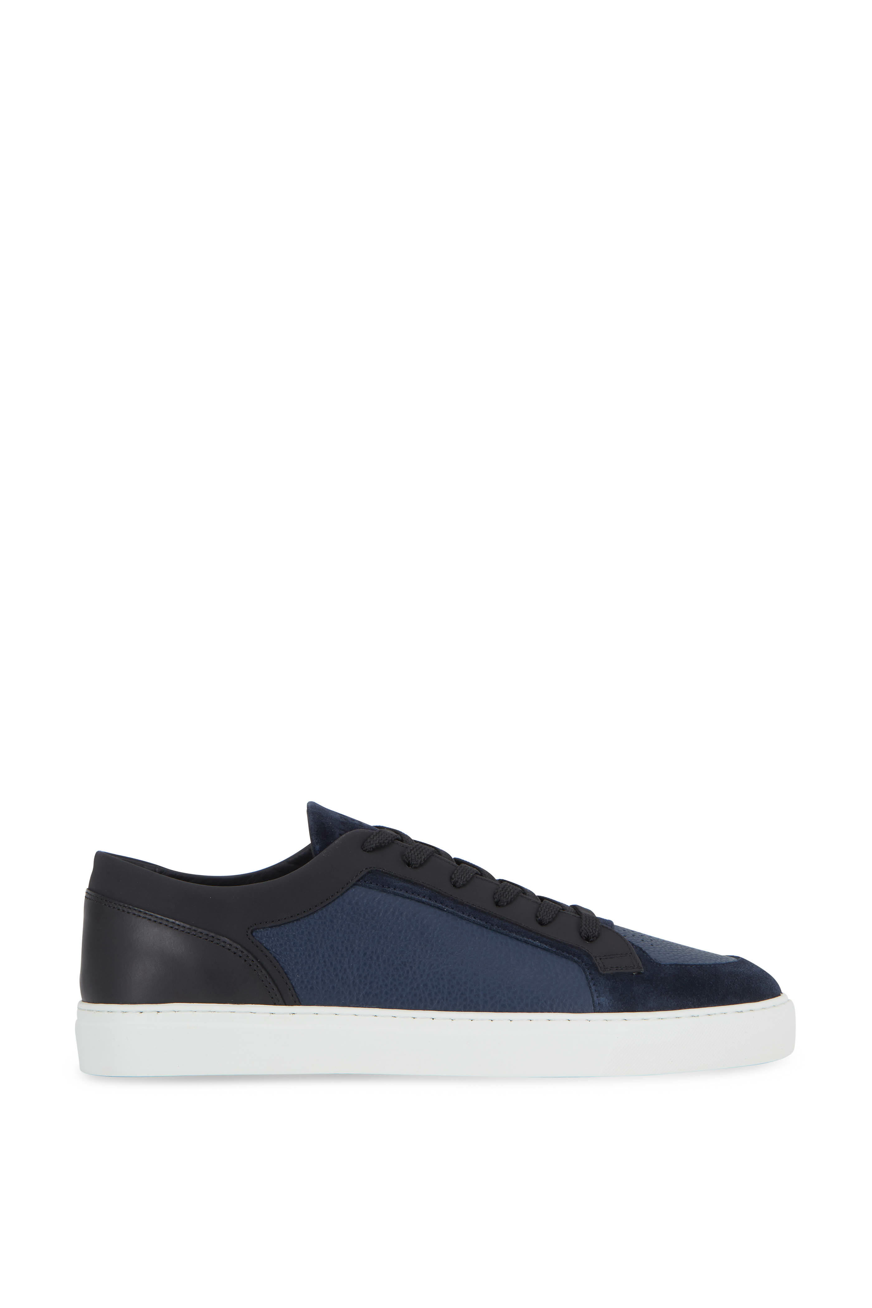 Harrys of London - Vim Navy & Black Milled Leather & Suede Sneaker