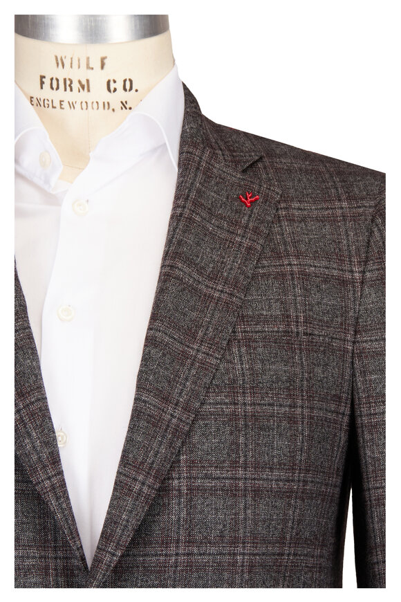 Isaia Charcoal Plaid Wool Suit - view 1