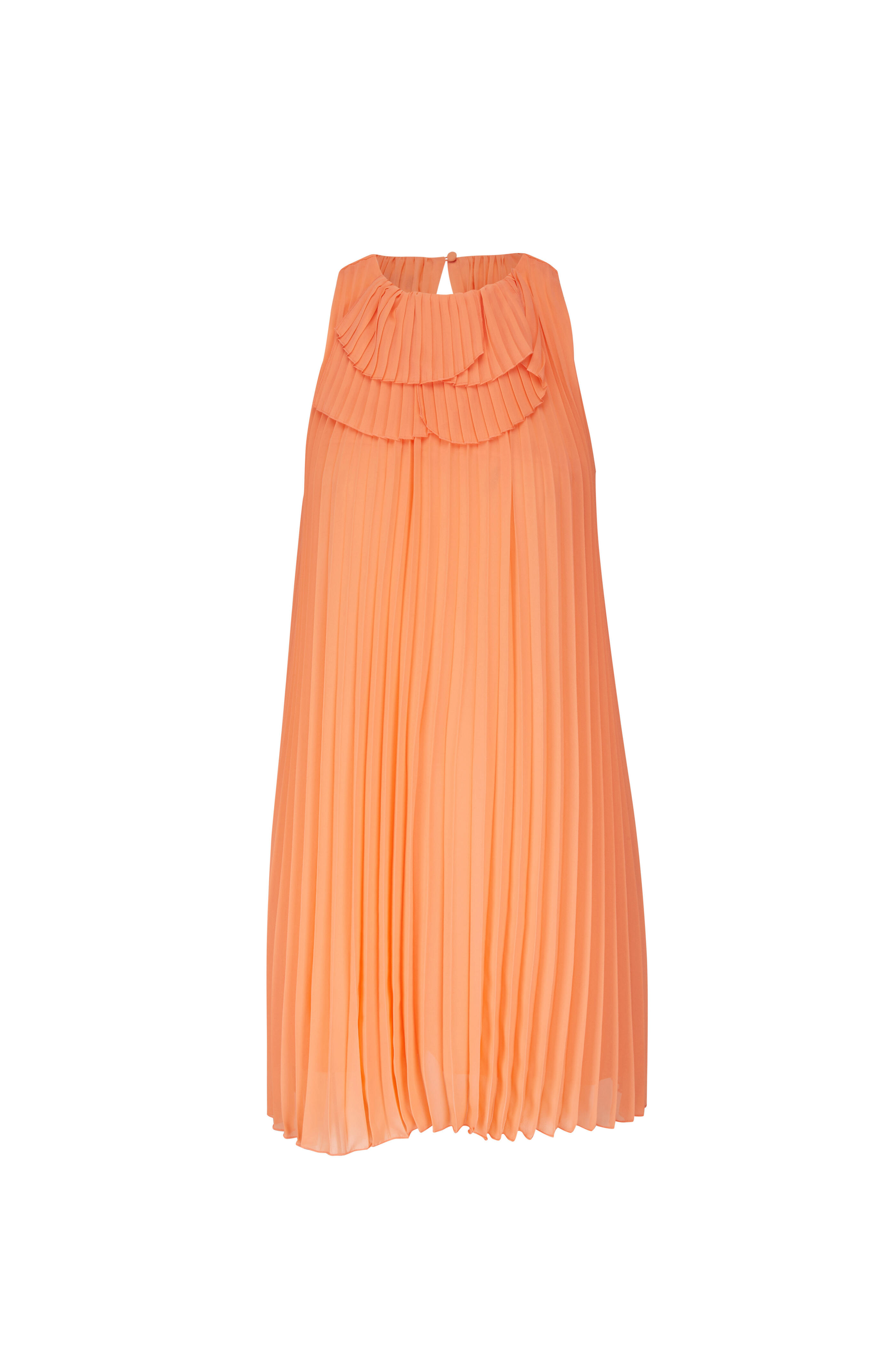 Emporio Armani - Orange Techno Plissé Sleeveless Dress