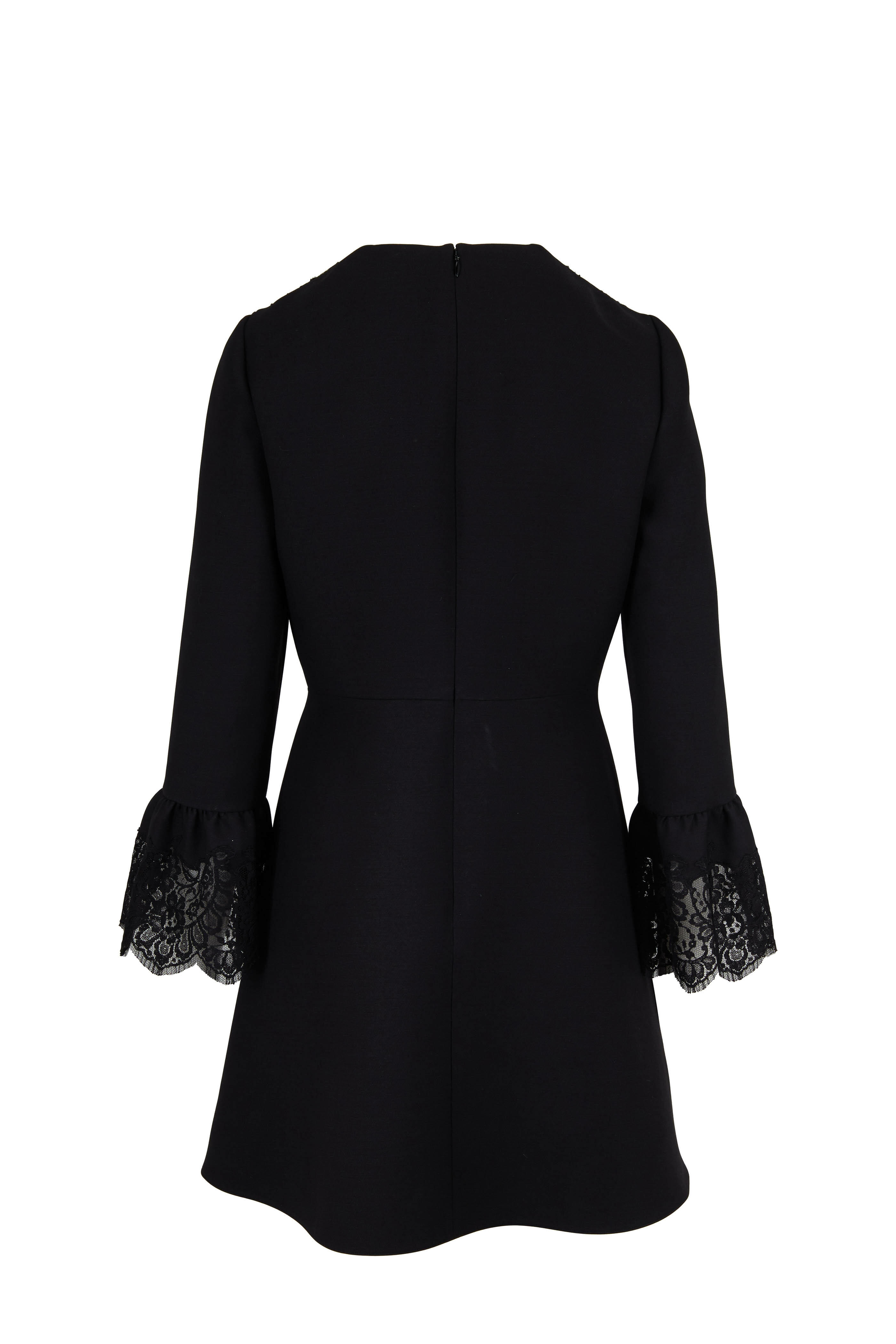 Valentino Black And Beige Wool And Silk Dress ◆送・関税込み Valentino - Black Wool & Silk Lace Trim Dress | Mitchell Stores