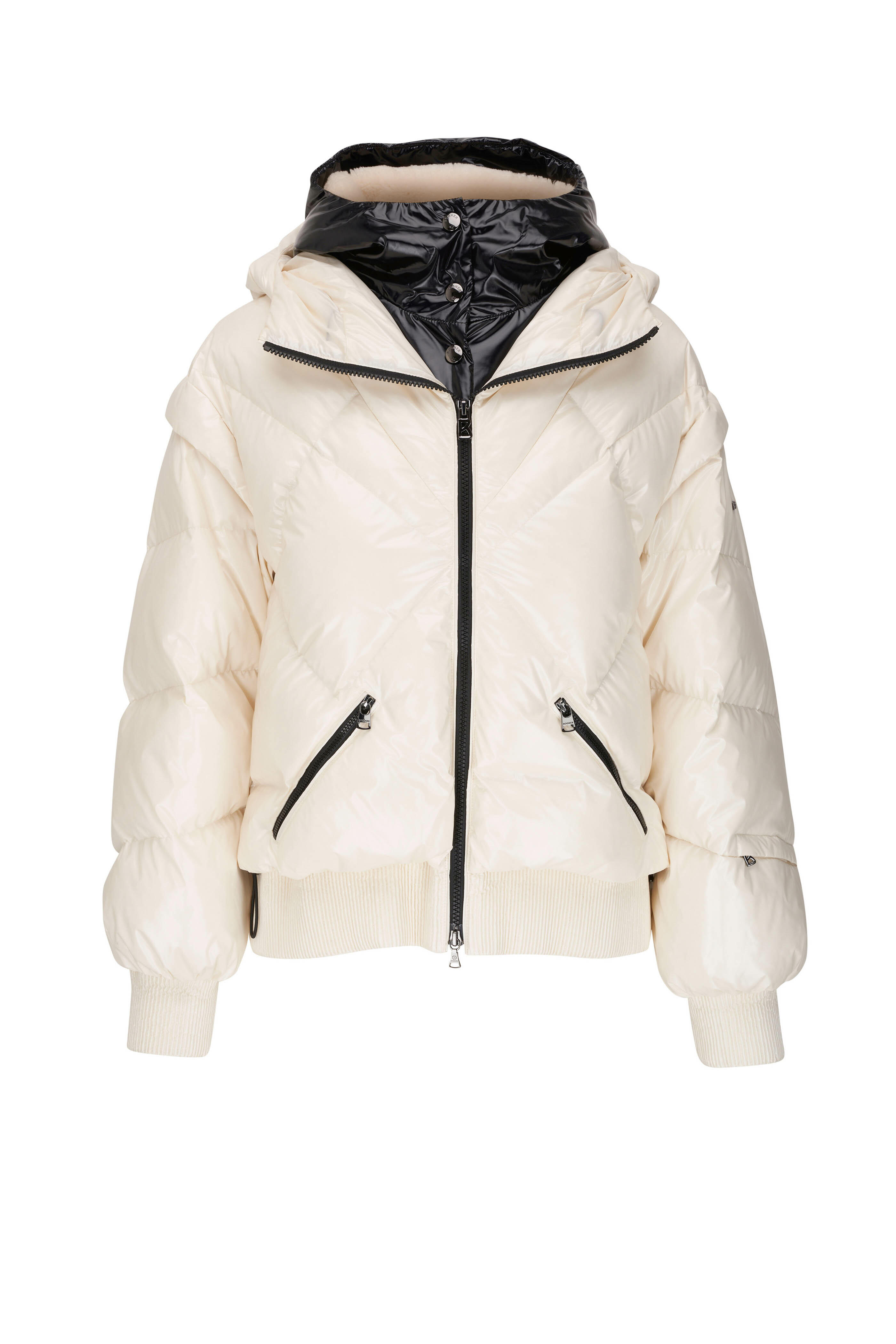 Bogner - Xally White Quilted Contrast Down Coat