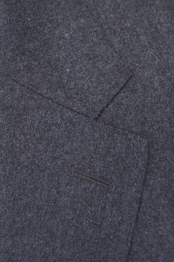 Canali Solid Dark Gray Brushed Wool Suit - view 3