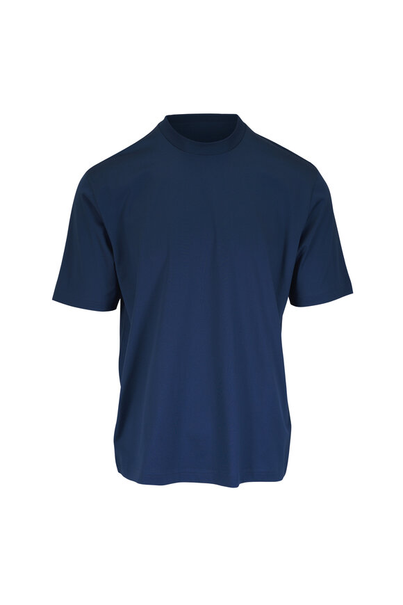 Stefan Brandt Eli Super 60 Comfort Blue Cotton T-Shirt