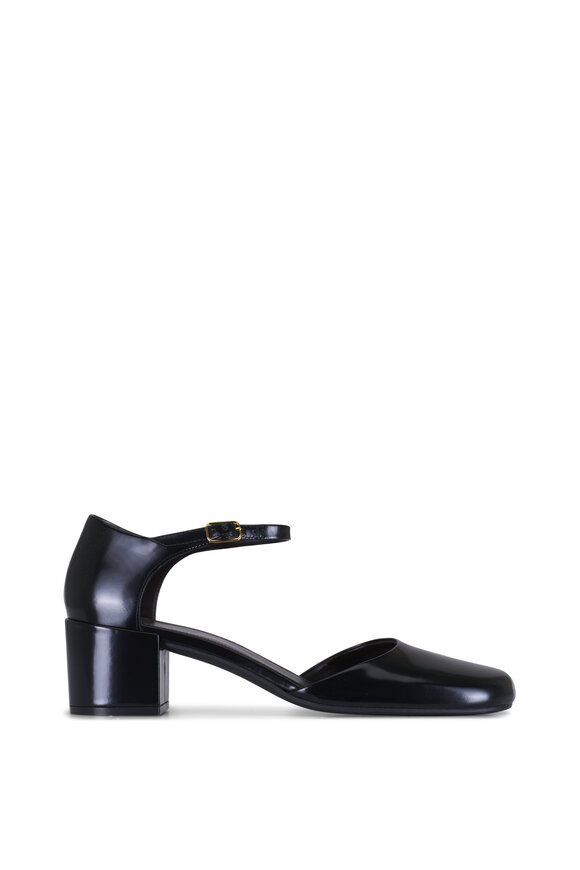 The Row Penelope Black Leather Ankle Strap Pump, 45mm - view 2