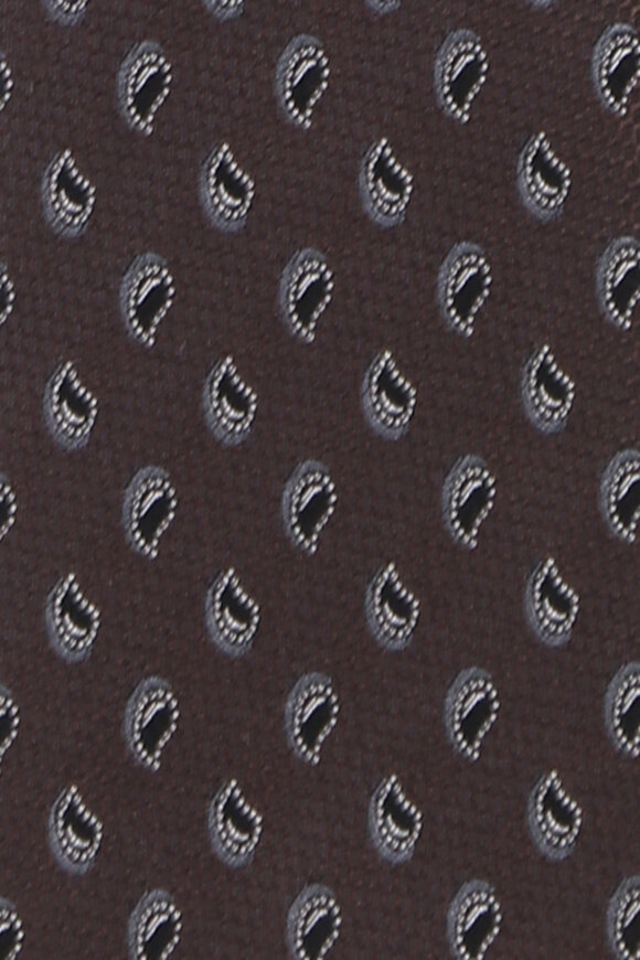 Isaia Dark Brown Mini Paisley Silk Necktie - view 2