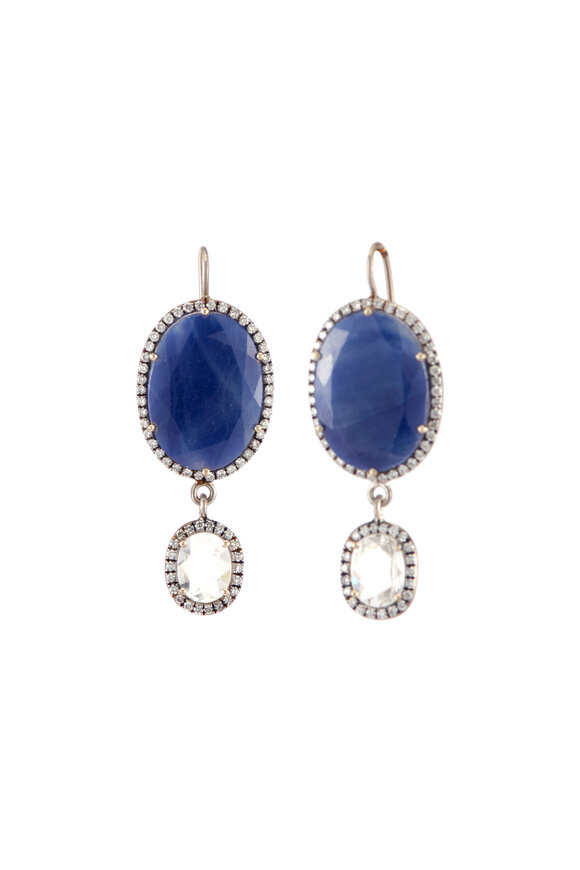 Sylva & Cie - 18k Sapphire & Diamond Drop Earrings