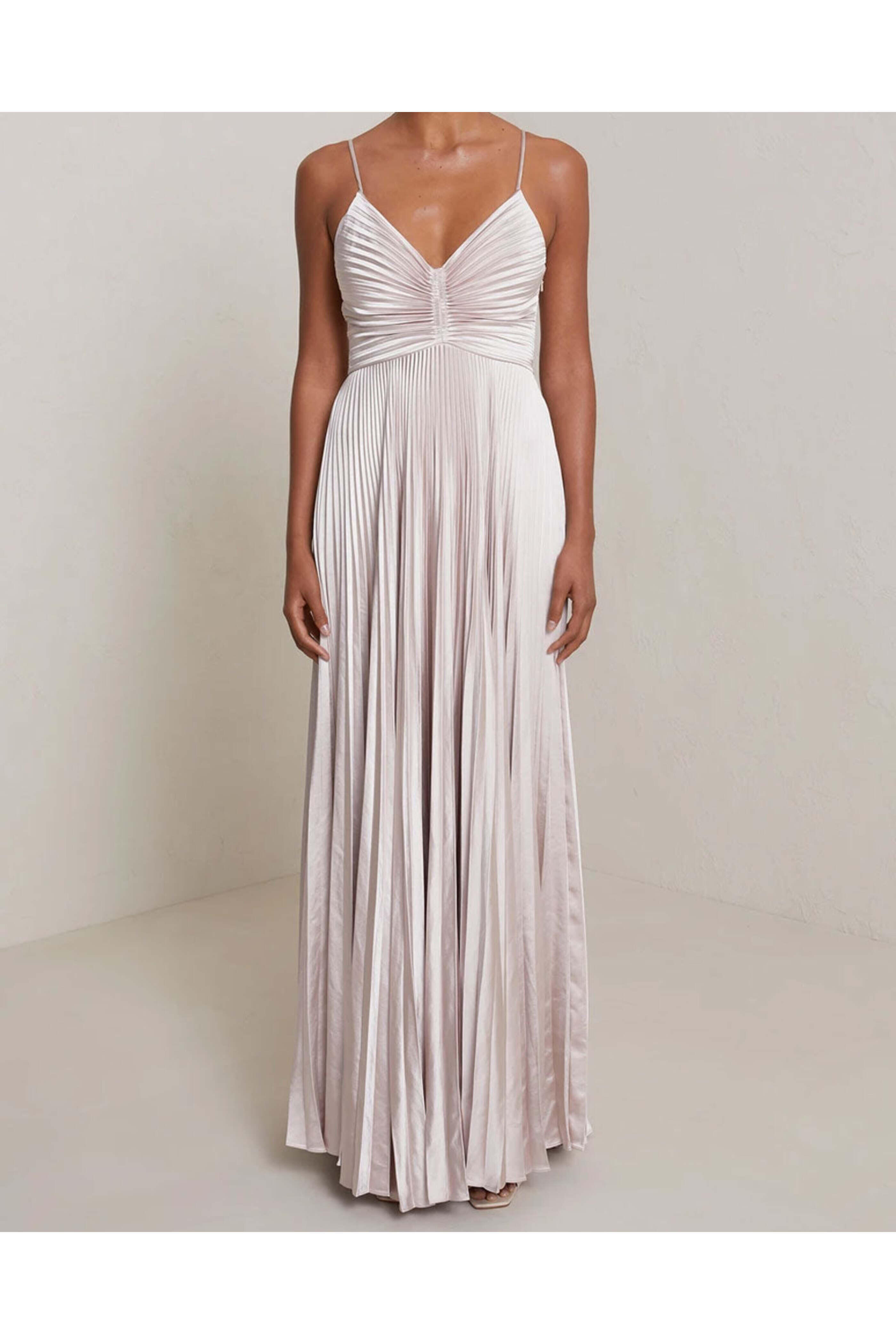 A.L.C. - Pink Satin Aries Pleated Maxi Dress