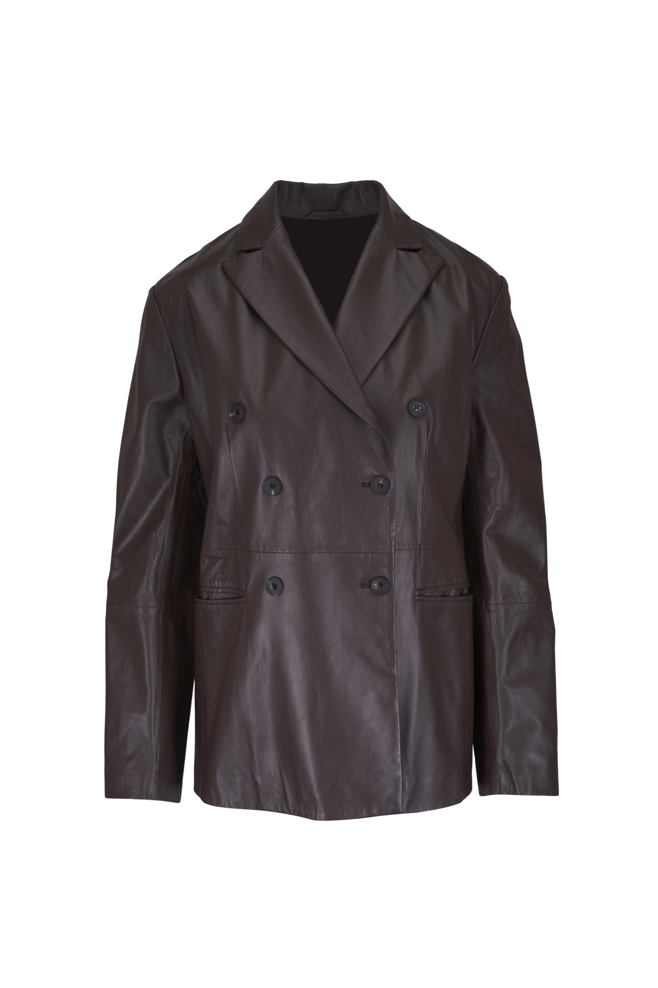 Antonelli - Chocolate Double-Breasted Leather Blazer