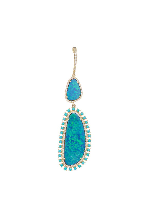 Kai Linz Turquoise, Opal & Diamond Earrings - view 2