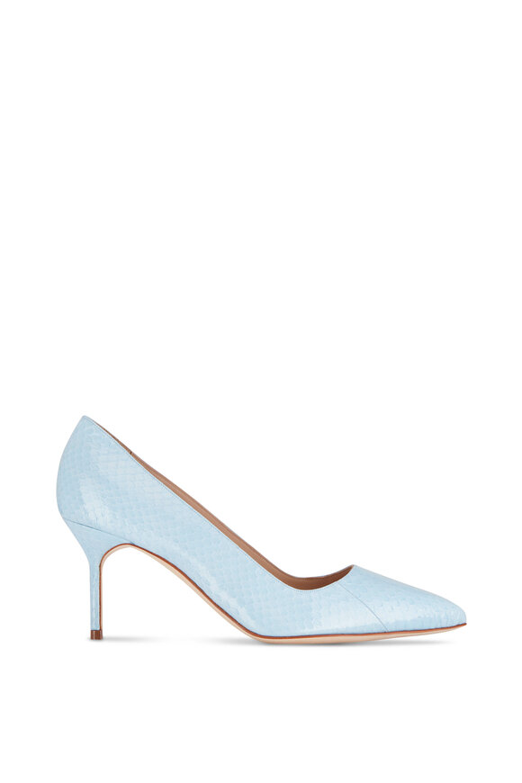 Manolo Blahnik - BB Light Blue Snakeskin Pump, 70mm