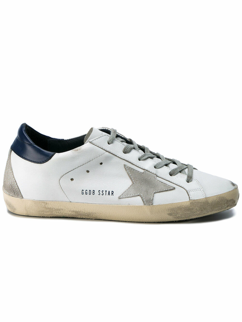 Golden Goose - Women's Superstar White Leather Navy Trim Sneaker