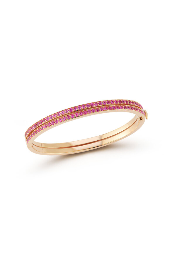 Walters Faith 18k Rose Gold Pink Sapphire Double Row Bangle