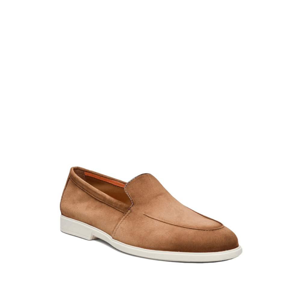 Santoni - Malibu Suede Loafer in Brown | Mitchell Stores