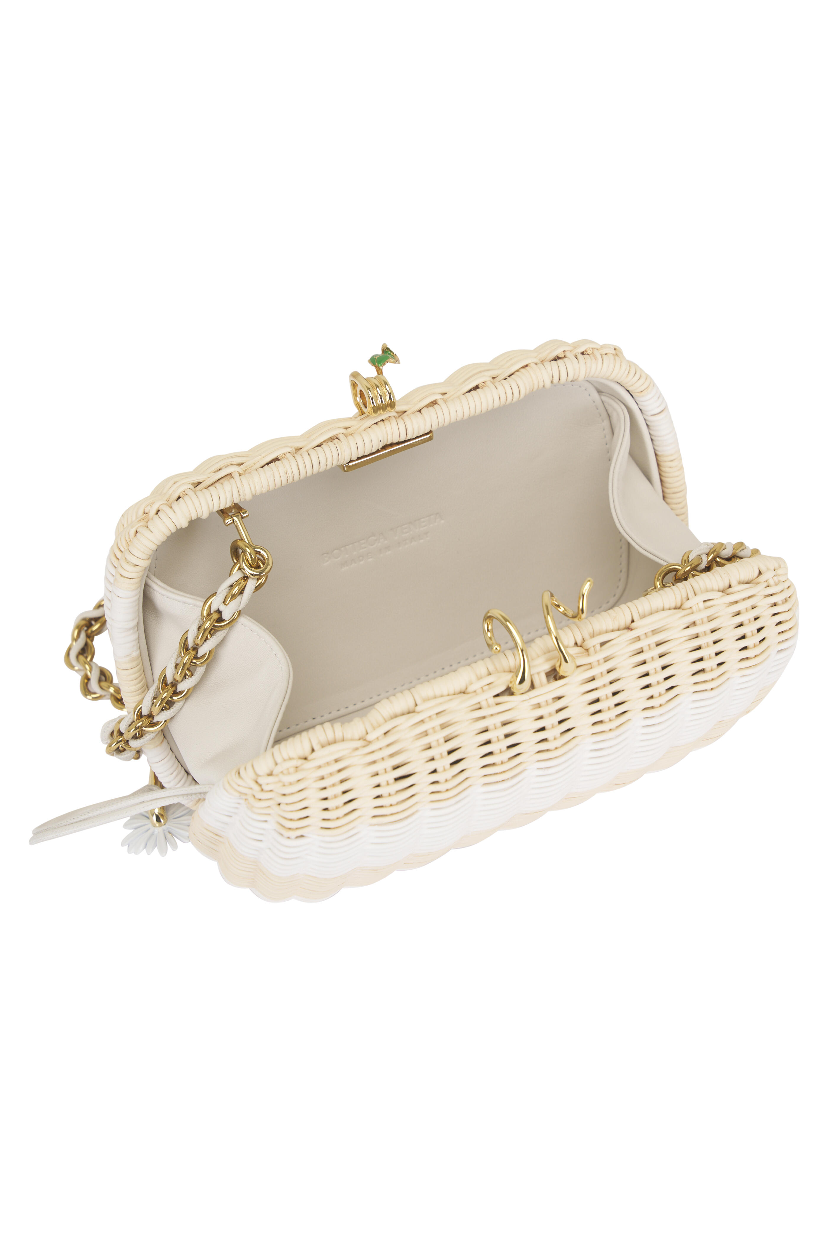 Bottega Veneta - Natural Stripe Rattan Daisy Clutch