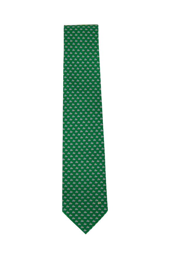Ferragamo - Green Turtle Pattern Silk Necktie