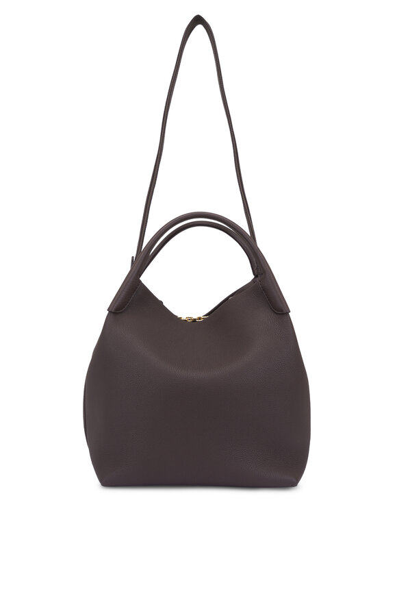 Loro Piana Large Bale Dark Chocolate Leather Bucket Bag - view 2