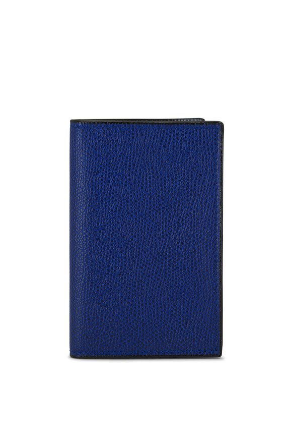 Valextra Royal Blue Fold Over Card Case