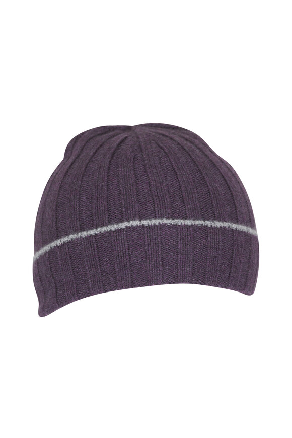 Brunello Cucinelli Prune Cashmere Rib Knit Beanie - view 1