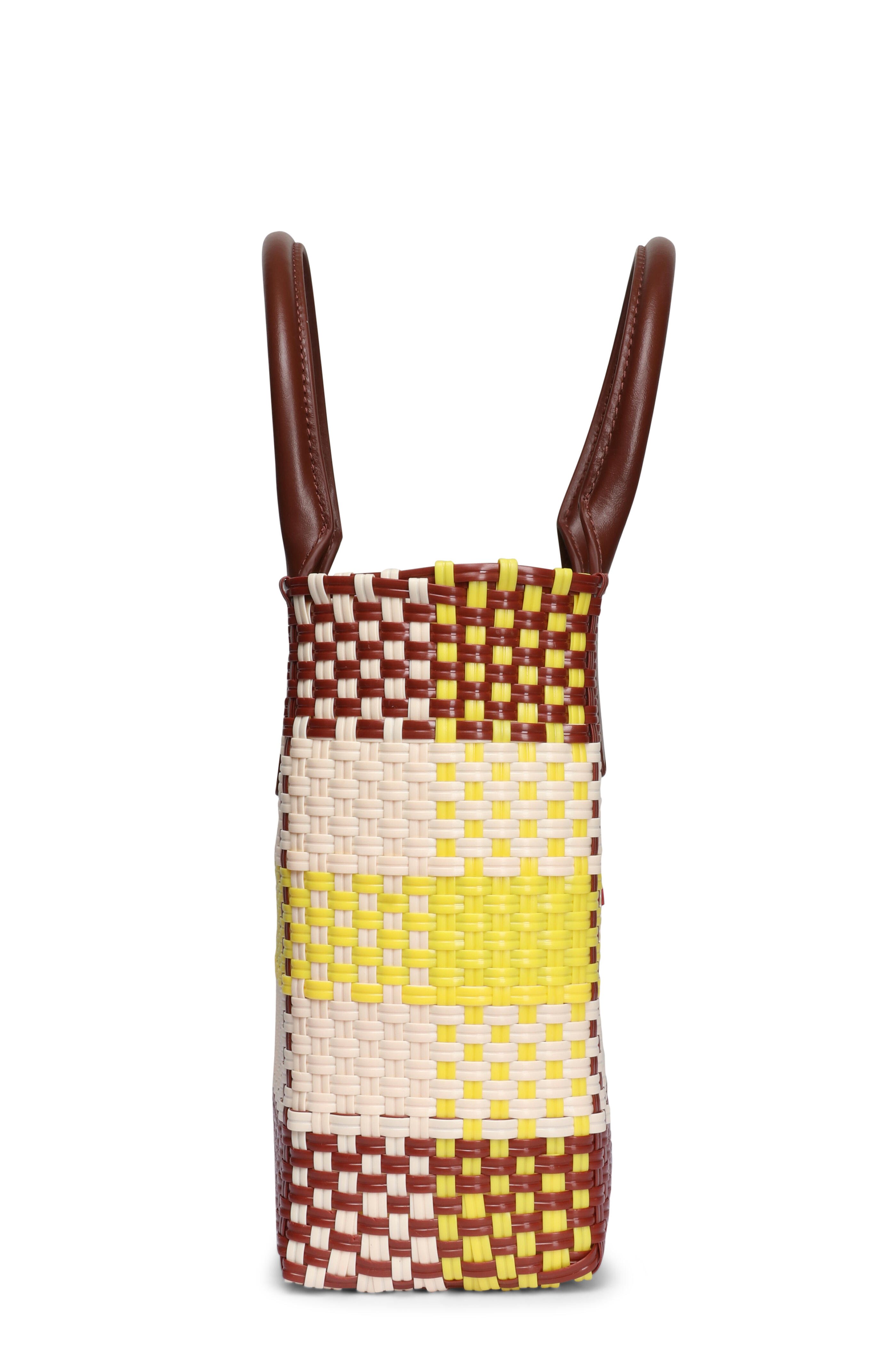 Marni - Small Yellow & Brown Checkered Tote