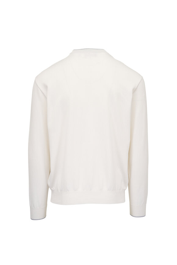Paul & Shark White Silk & Cotton Tipped Crewneck Pullover - view 3