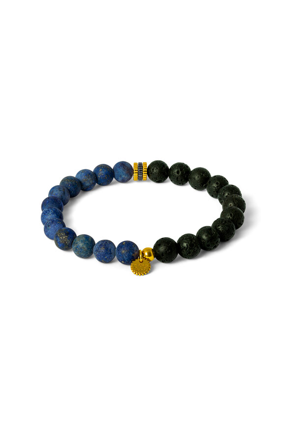 Tateossian Gear Trio Beaded Blue Lapis & Lava Bead Bracelet - view 2