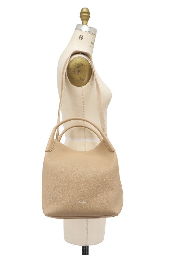 Loro Piana Large Bale Neutral Grained Leather Bucket Bag - view 6