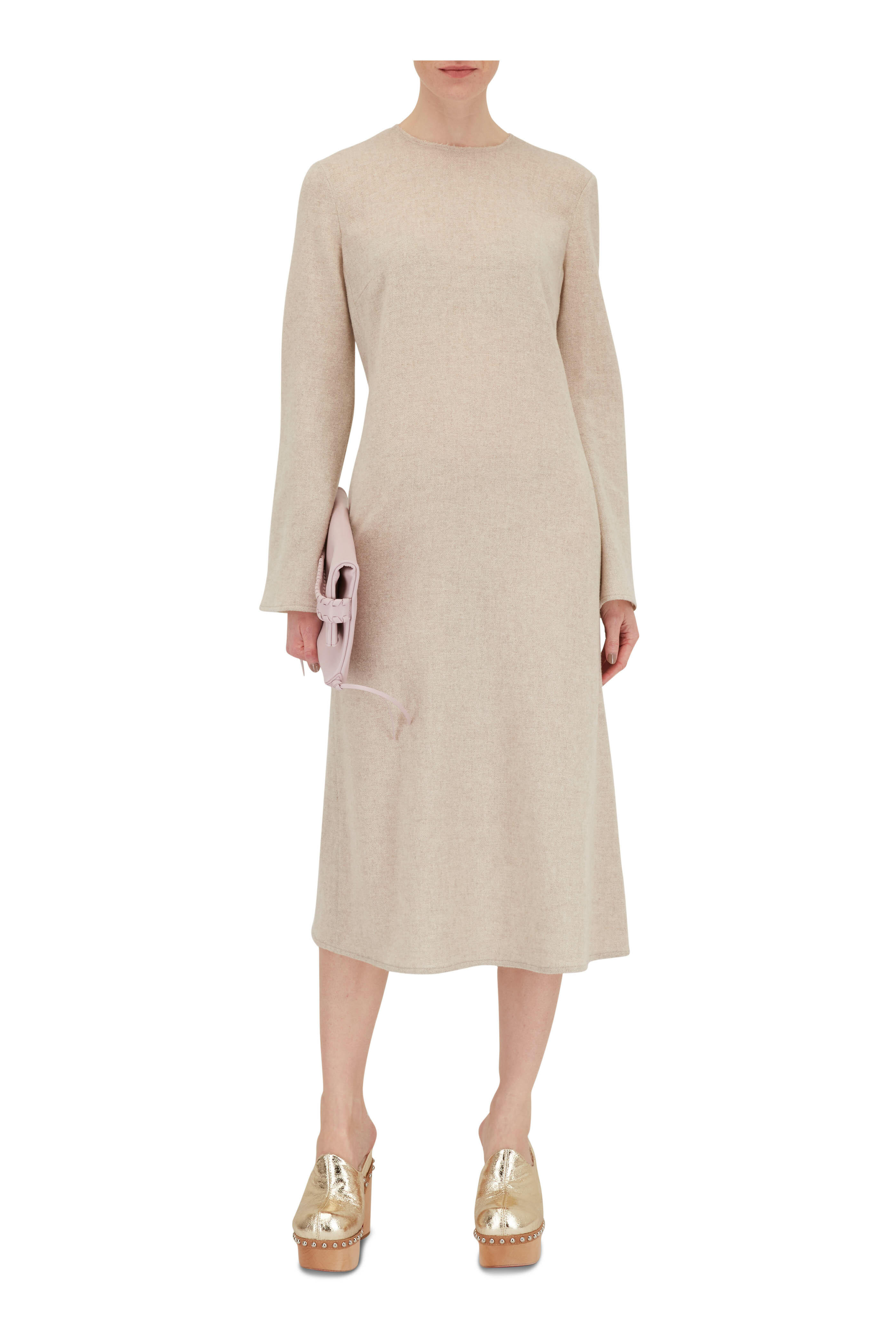 Chloé - Sandy Khaki Cashmere & Wool Dress