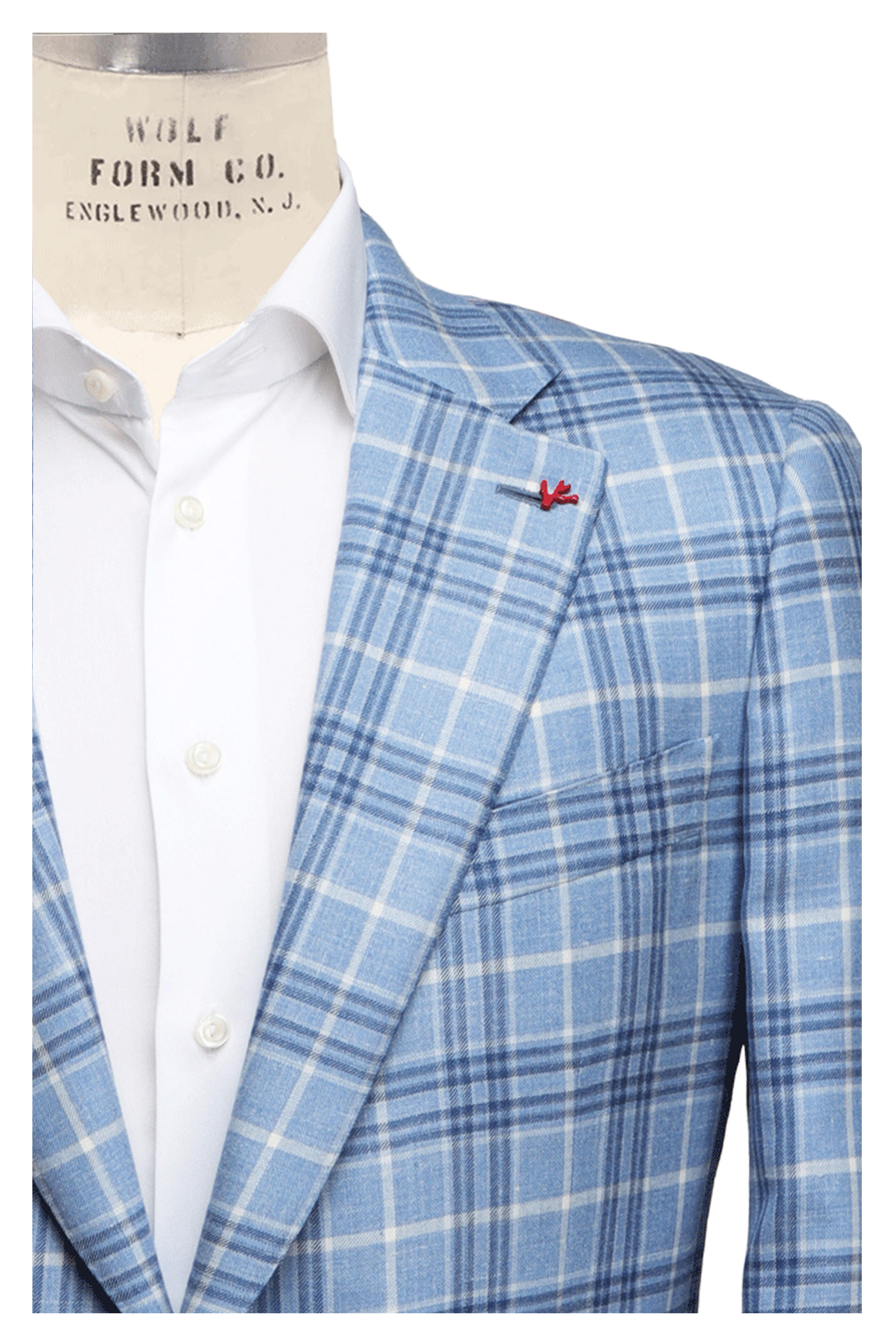 Isaia - Periwinkle Blue, Indigo & White Plaid Sportcoat