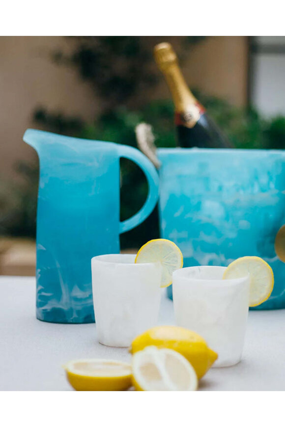 Nashi Home Resin Classical Jug in Aqua Swirl - view 2