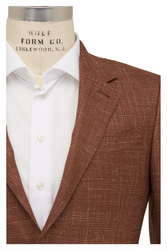 Zegna Rust & Gray Micro Check Sportcoat - view 1