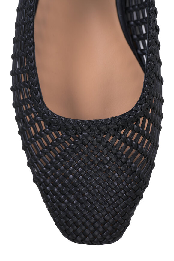Veronica Beard Ellie Black Woven Leather Flat - view 6