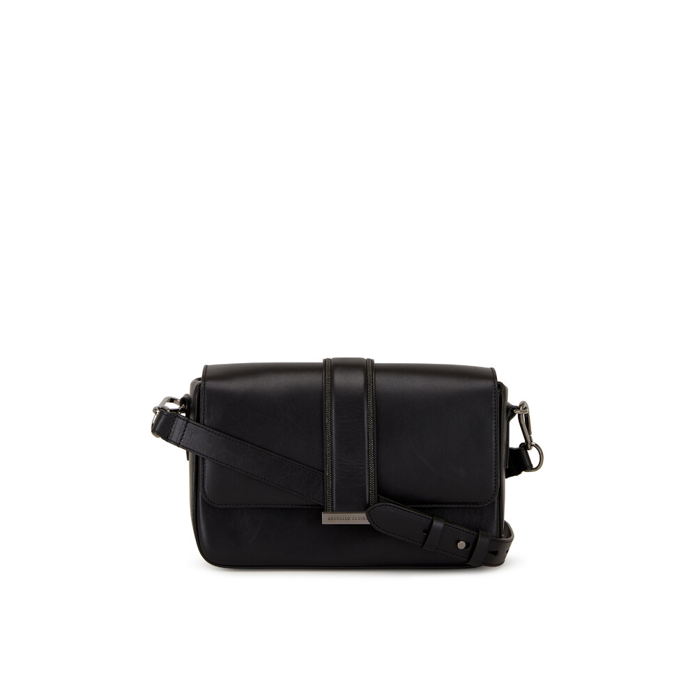 ショルダーバッグ・ポシェット BRUNELLO CUCINELLI BLACK LEATHER CROSSBODY BAG Brunello Cucinelli Black smooth leather crossbody bag