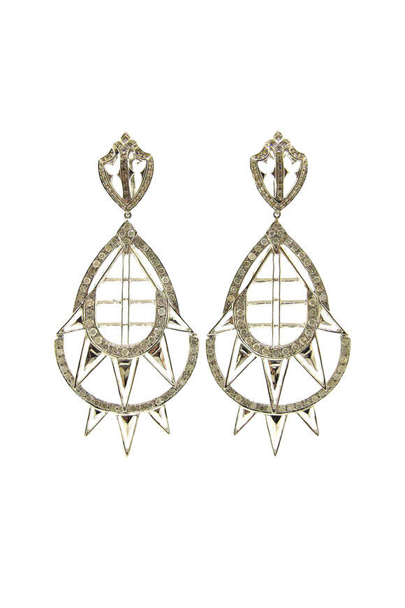 Loree Rodkin 18k White Gold Spiky Chandelier Earrings - view 1