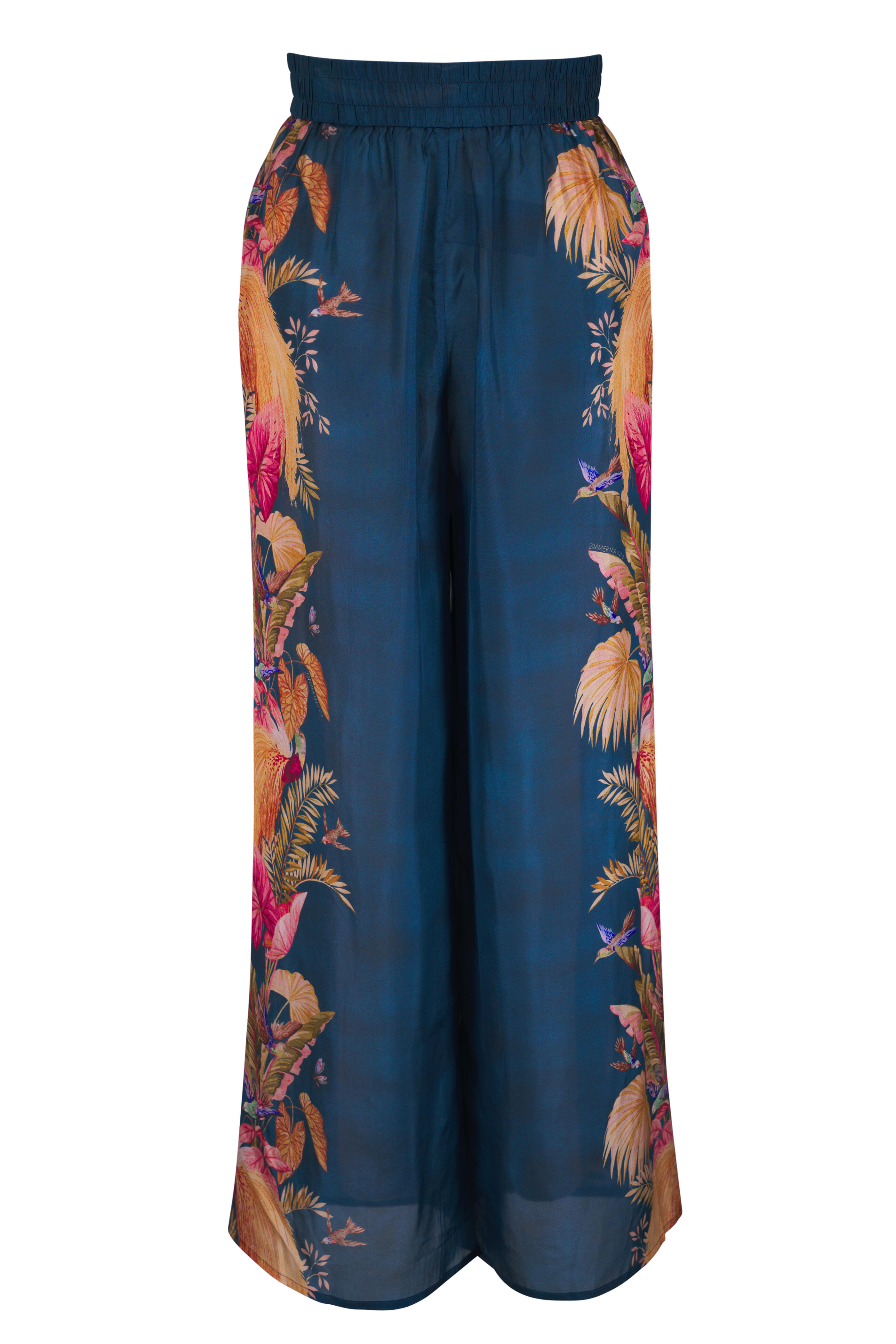 Zimmermann - Ascension Dark Blue Palm Floral Relaxed Pant