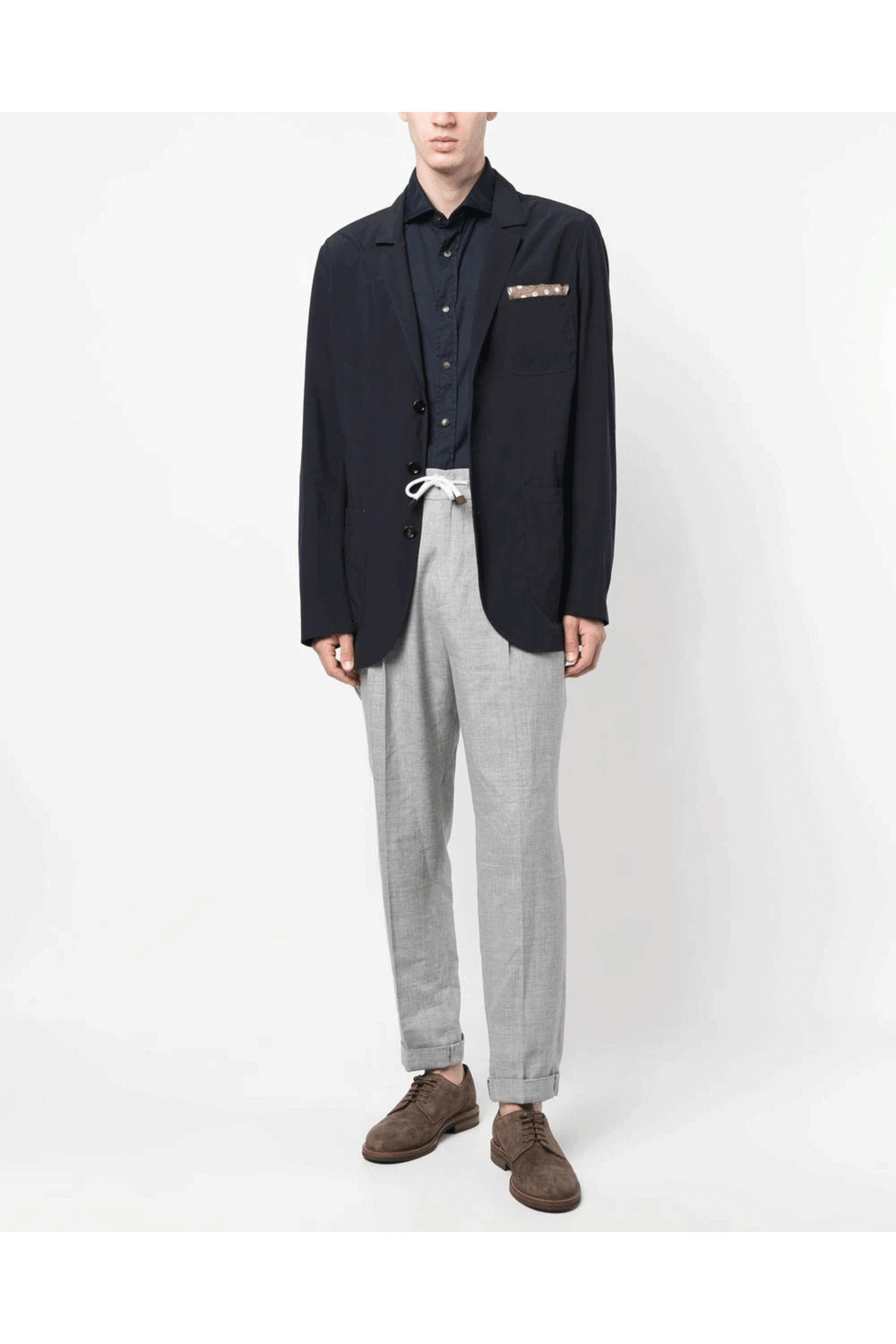 Brunello Cucinelli - Navy Blue Water Resistant Travel Blazer