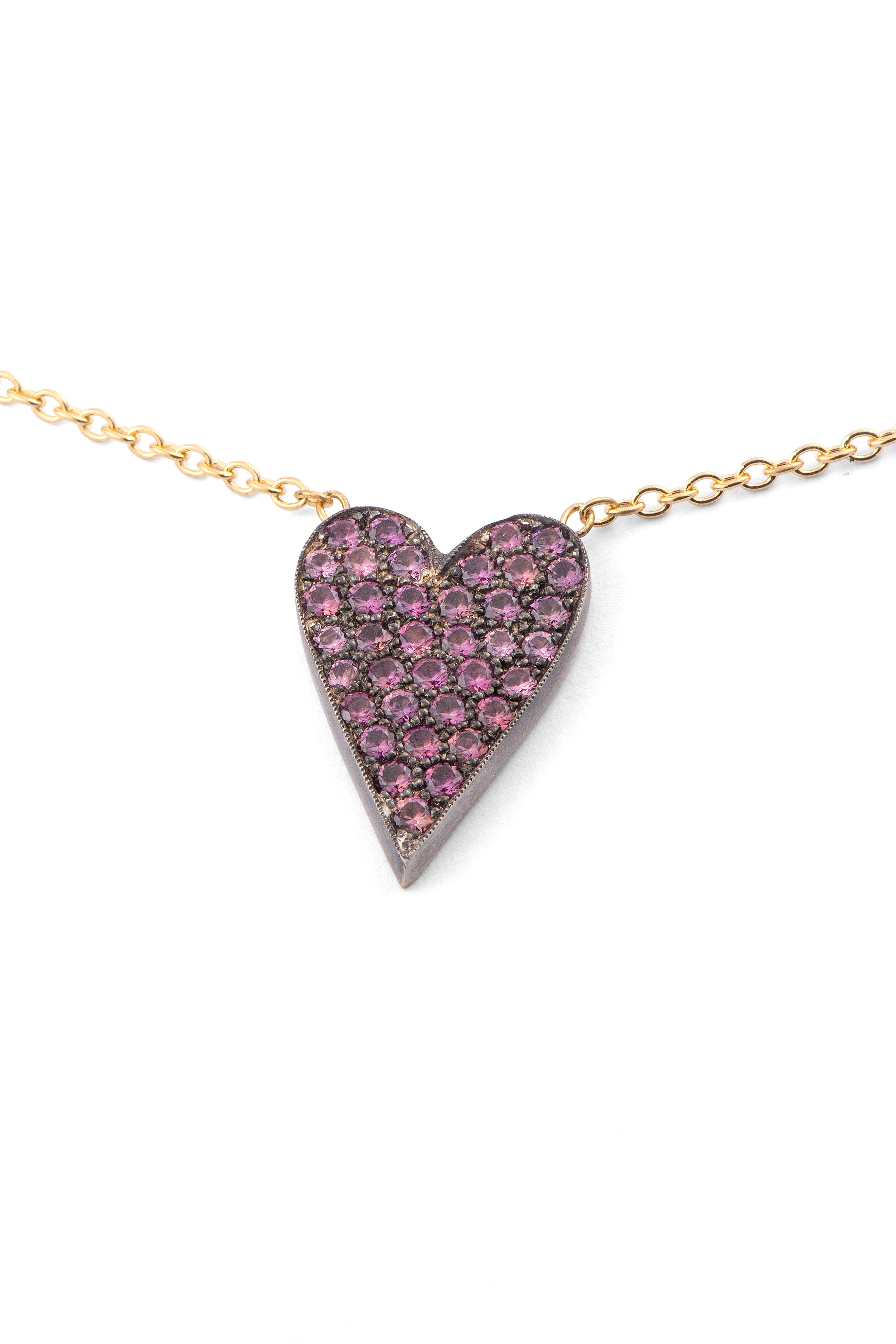 Sylva & Cie - Pink Sapphire Heart Pendant Necklace