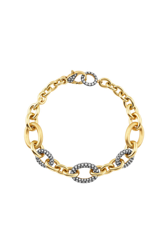 Mariani 18k Yellow Gold Large Rolo Diamond Bracelet - view 2