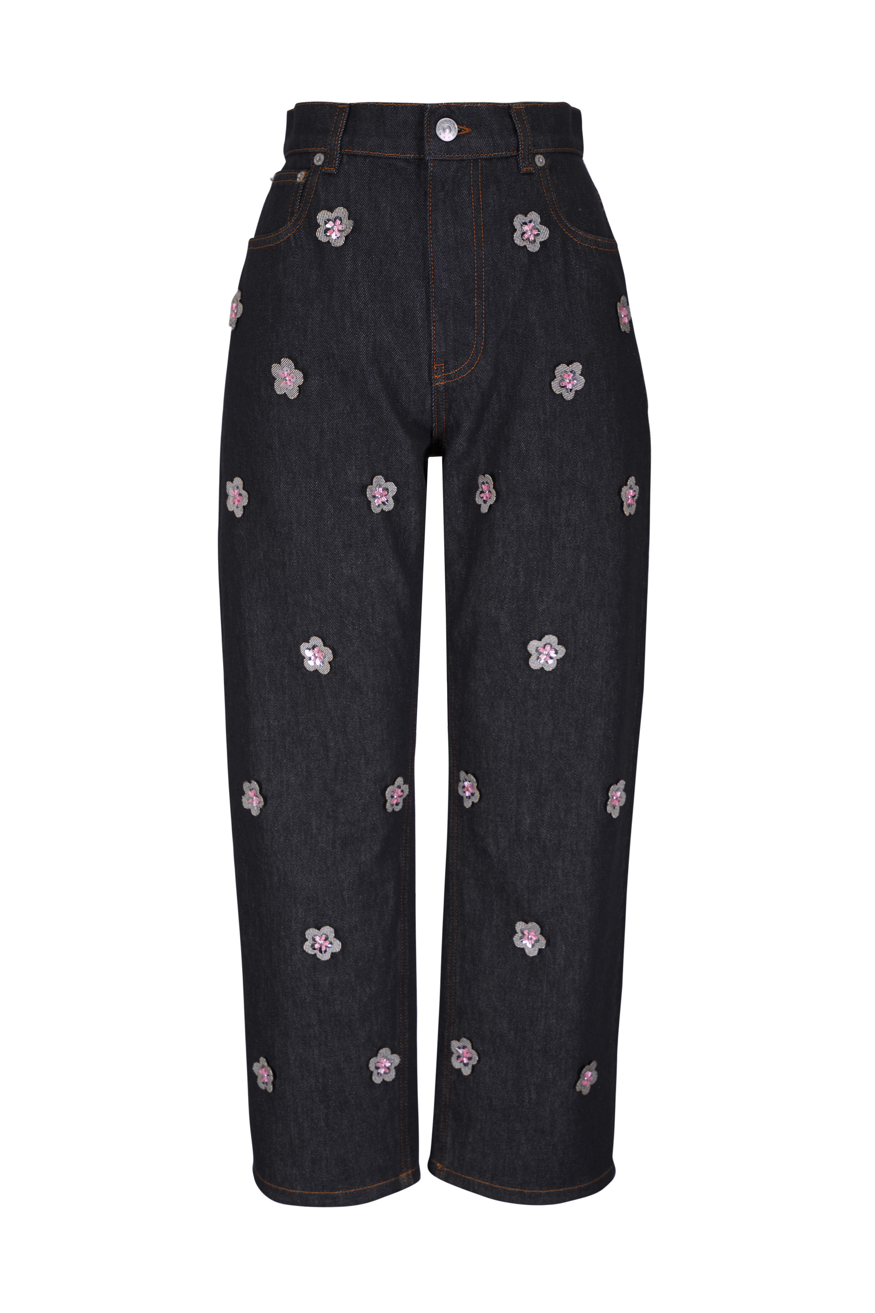 Marni - Blublack Daisy Appliqué Jean