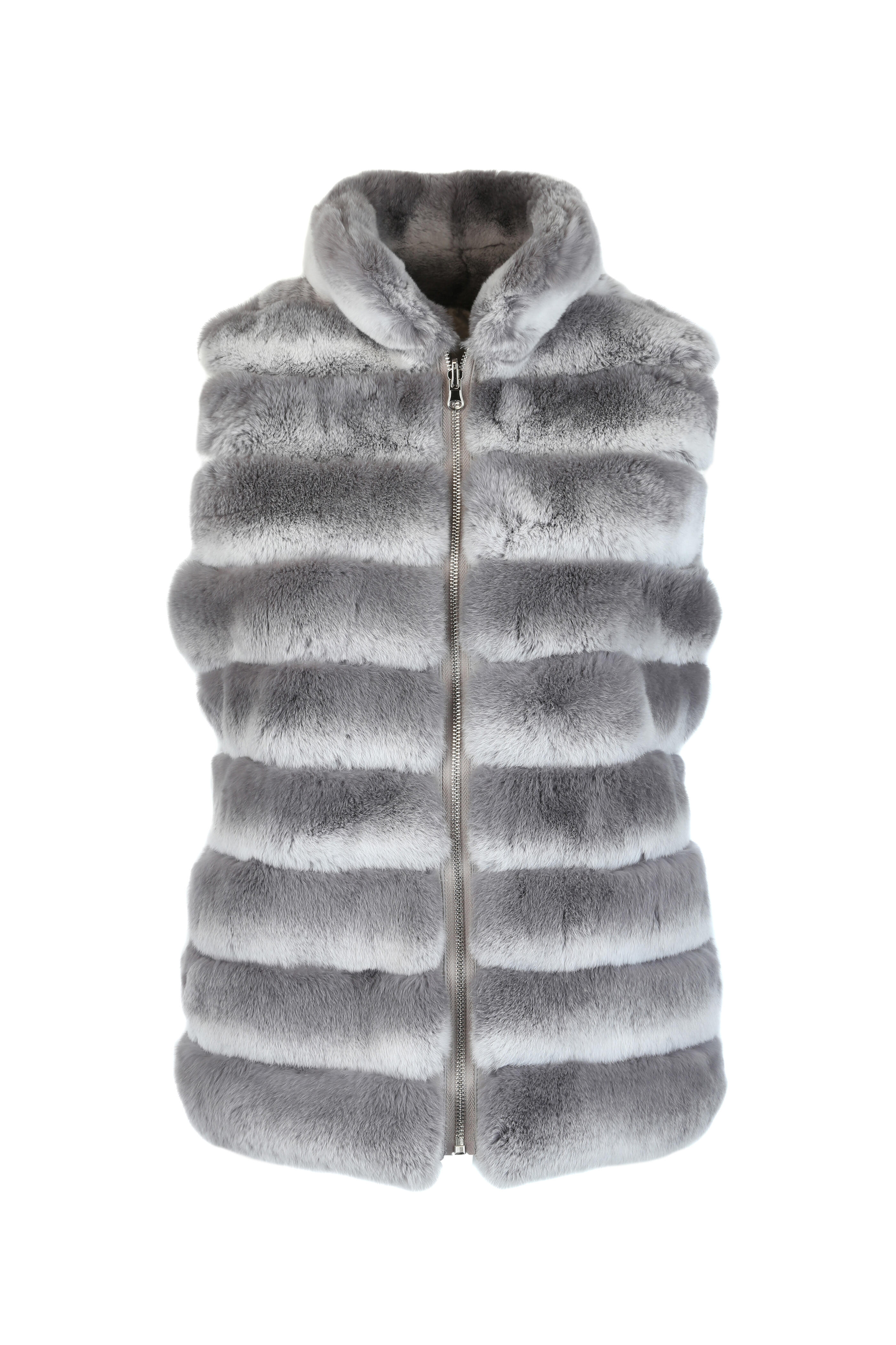 Woman's New Black and White Rex Rabbit Fur Jacket / Reversible