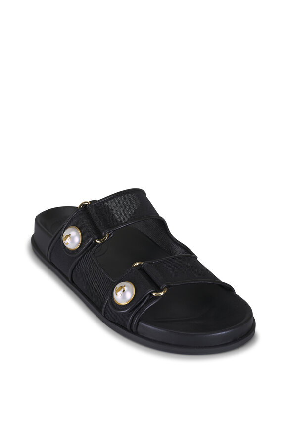 Jimmy Choo Fayence Black Pearl Button Slide Sandal