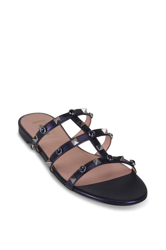 Valentino Garavani Rockstud Indigo Leather Sandal - view 1