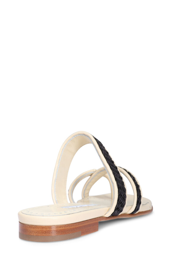 Manolo Blahnik Susara Woven Khaki & Black Flat Slide - view 4