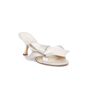 Giambattista Valli - Bow-Detailed Satin Pump in Ivory, 75mm